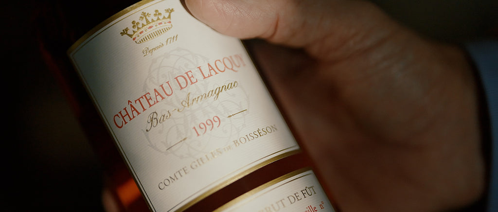 Photo de l'étiquette de la bouteille de 1999 de bas armagnac du château de Lacquy